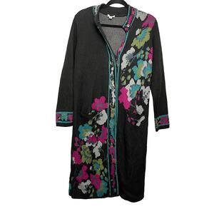 J. Jill Black Cardigan with Floral Accents